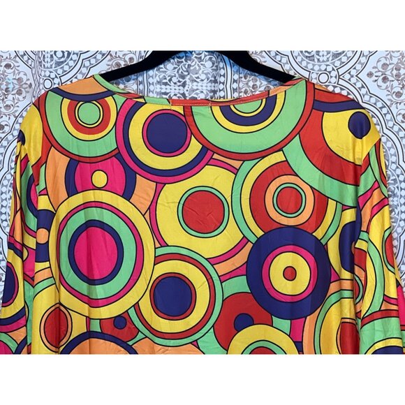 Hippie Costume Dress Size 3X Colorful Circle Pattern Long Sleeve with accessorie - Picture 5 of 12